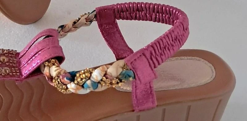 Sandalias abiertas con plataforma Girly - strass - Rosa con strass - Talla 42 – photo 3